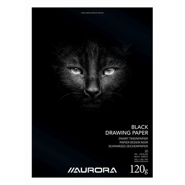 AURORA Zeichenblock 24,5X34,5cm BL3 schwarz, 120g 20 Blatt
