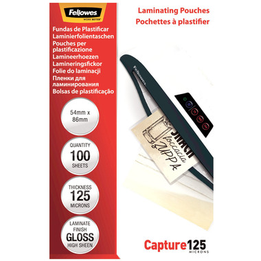 FELLOWES Laminiertasche 54x86mm 5306302 glanz, 125my 100 Stk