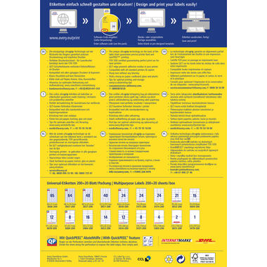 AVERY ZWECKFORM Etiketten 97×67,7mm 3660-200 weiss 1760 Stk./200+20 Blatt