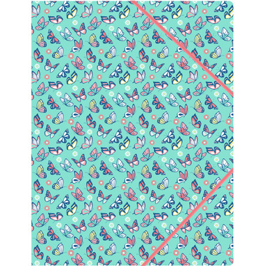 ANCOR Gummibandmappe A4 105643 BUTTERFLIES türkis/pink