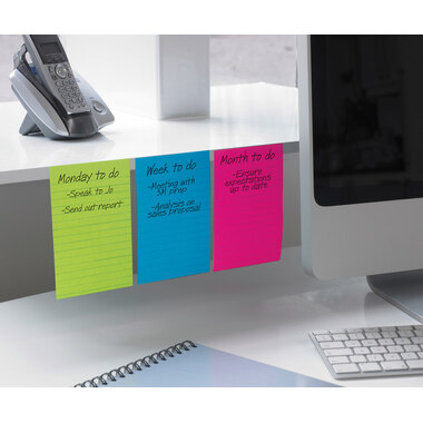 POST-IT Blocco Super Sticky 102x152mm 660-3SSUC 3-colori ass.,3x90f.,rigato