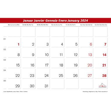CALENDARIA Zentralschweiz 2024 43494601 D/F/I/E, 31.5x23cm