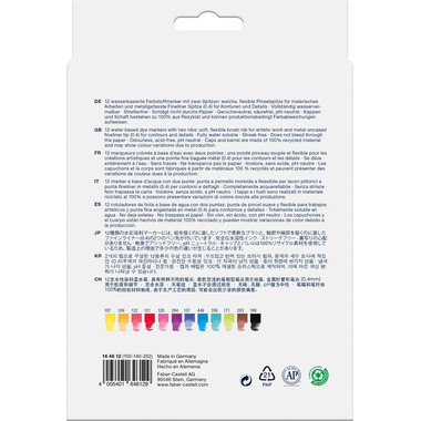 FABER-CASTELL Goldfaber Dual Marker 164612 12 couleurs, Etui