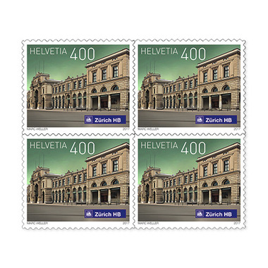 Briefmarken CHF 4.00 «Zürich», Viererblock Viererblock (4 Marken, Taxwert CHF 4.00), selbstklebend, ungestempelt