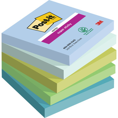 POST-IT Bloc Super Sticky Oasis 654-5SS-OAS 5-couleurs, 5x90 flls. 76x76mm