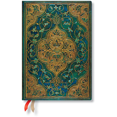 PAPERBLANKS Agenda Chronik turquo. DE 2024 DH0892-7 1W/2S HOR Midi 13x18cm