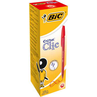 BIC Kugelschr. Cristal Clic 1mm 850734 rot 20 Stück