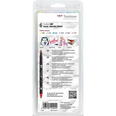 TOMBOW ABT Dual Brush Pen ABT-6P-2 6er Set Pastellfarben