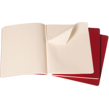 MOLESKINE Notizheft Cahier XL 25x19cm 931090 blanko, rot 3 Stück