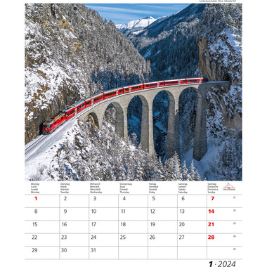 CALENDARIA Berge und Täler der Schweiz 43494596 D/F/I/E, 31x40cm 2024