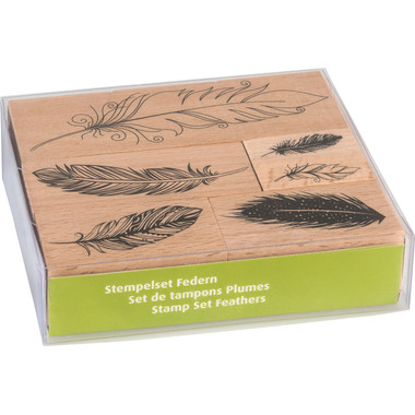 HEYDA Stempel-Set Federn 12x10x3cm 204888685 Holz 6-teilig
