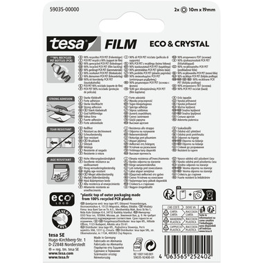 TESA Tesafilm eco&crystal 10mx19mm 59035-00000 Nastro adesivo 2 pezzi