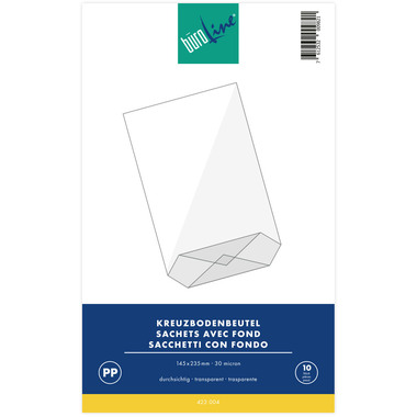 BÜROLINE Kreuzboden Beutel 145×235mm 423004 transparent 10 Stück