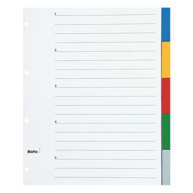 BIELLA Register PP farbig A4 47900500U 5-teilig, blanko, überbreit