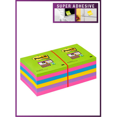 POST-IT Blocco Super Sticky 76x76mm 65412SSUC 5-colori, 12x90 fogli