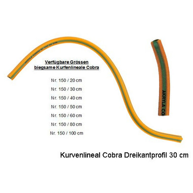 AKRYLA Kurvenlineal 30cm 150/30 orange/grün