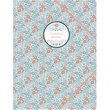 ANCOR Gummibandmappe A4 105957 FLOWERS blau/lachs