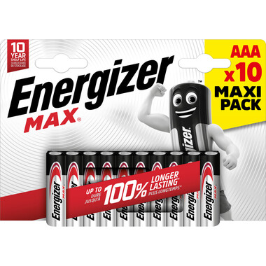 Energizer Batterie Max Micro (AAA), 10 Stk 10-Packung Energizer Max AAA-Batterie, Micro Alkali-Batterien (LR03)