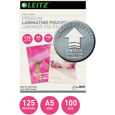 LEITZ Laminiertasche A5 74930000 glanz, 125my 100 Stk