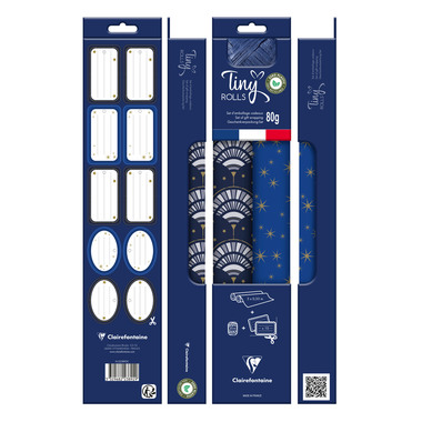 CLAIREFONTAINE Tiny Rolls Set blau/gold 223892C 5x0.35m inkl. Band