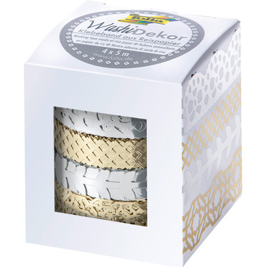 FOLIA Washi Tape Set 4 silver/gold 29402 15mmx5m, 4 Stück