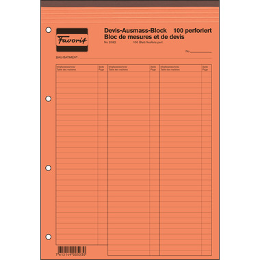 FAVORIT Devis-Ausmassblock A4 2082 grün 100 Blatt