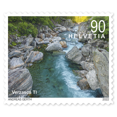 Briefmarken CHF 0.90 «Verzasca TI», Markenheftchen mit 10 Marken Markenheftchen «Schweizer Flusslandschaften», selbstklebend, ungestempelt