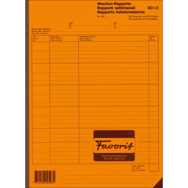 FAVORIT Rapporto settimanale D/F/I A4 501 bianco 50x2 fogli