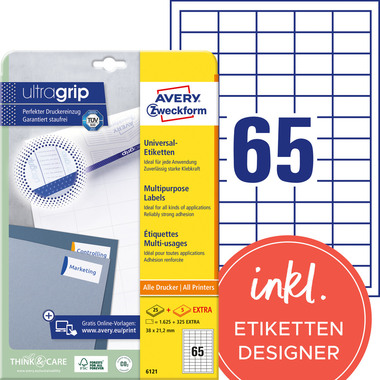 AVERY ZWECKFORM Etichette univers. 38x21,2mm 6121 bianco 1950 pz./25 + 5 fogli