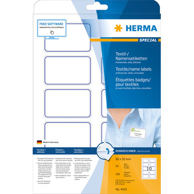 HERMA Namensetiketten 80x50mm 4410 weiss 200 Stk./20 Bl.