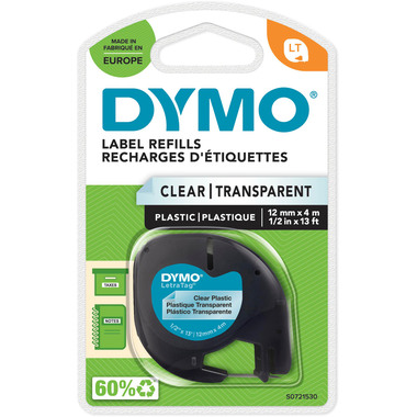 DYMO Schriftband LetraTag 12mmx4m S0721530 schwarz/transparent