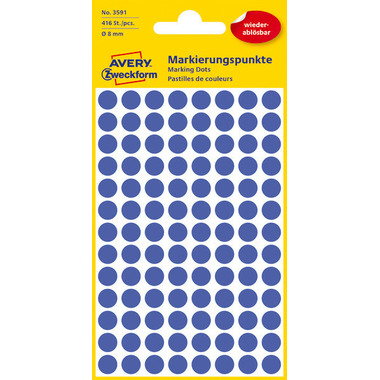 AVERY ZWECKFORM Marcatori 8mm 3591 blue, removable 4 fogli