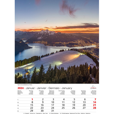 CALENDARIA Swiss Souvenirs 2024 43494605 D/F/I/E, 23x31.5cm