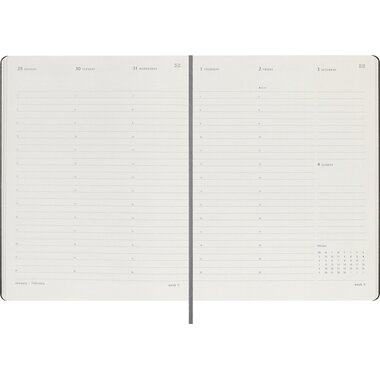 MOLESKINE Smart-Wochenkalender PRO 2024 56598857191 schwarz, 1W/2S, HC, A4