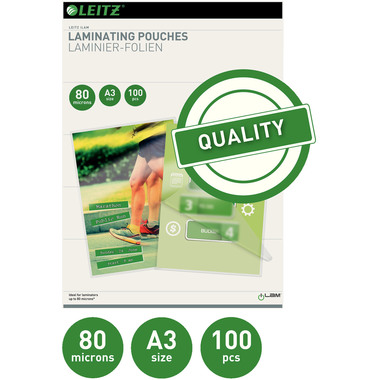 LEITZ Laminiertasche A3 33819 glanz, 80my 100 Stk
