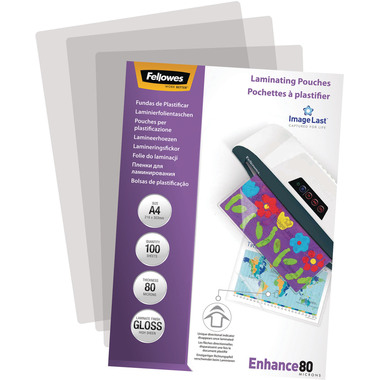 FELLOWES Pelicole per laminazione A4 5306114 lucido, 80my 100 pezzi