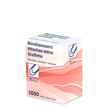 NEUTRAL Büroklammern Nr. 3 6212 28mm vernickelt 1000 Stk.