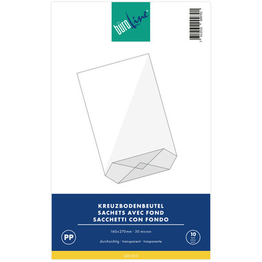 BÜROLINE Kreuzboden Beutel 160×270mm 423005 transparent 10 Stück