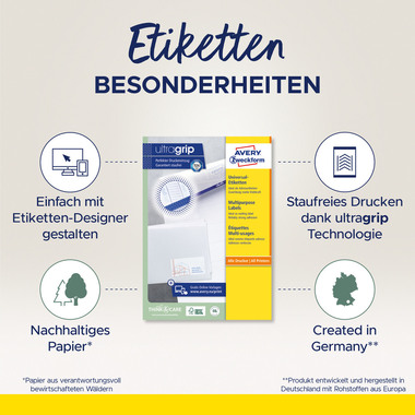 AVERY ZWECKFORM Etiquettes 210x297mm 3478-200 blanc 220 pcs./200+20 flls.