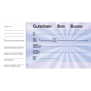 FAVORIT Geschenk-Gutscheine D/F/I 2059blau blau,20.5x10.5cm,Block à 25Bl.