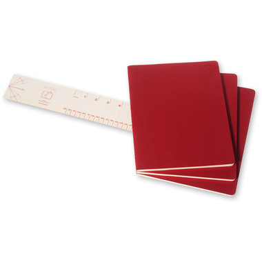 MOLESKINE Notizheft Cahier XL 25x19cm 931090 blanko, rot 3 Stück