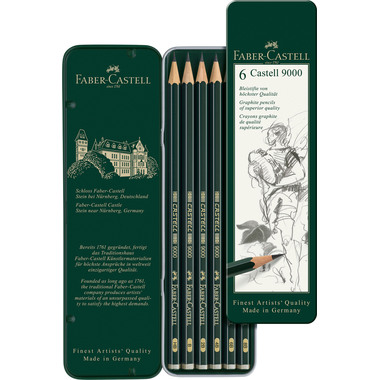 FABER-CASTELL Matita CASTELL 9000 119063 metallic box 6 pezzi