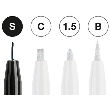 FABER-CASTELL Pitt Artist Pen 167151 black & white 4 Stück
