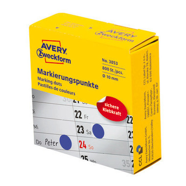 AVERY ZWECKFORM Marcatori 10mm 3853 blue 800 pezzi