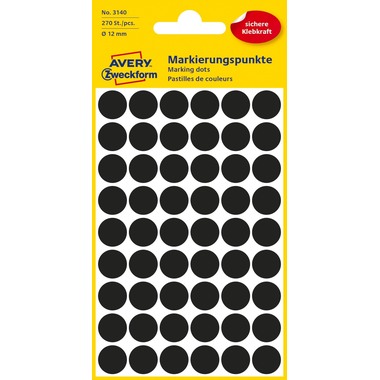 AVERY ZWECKFORM Marcatori nero 3140 270 pz. 12mm