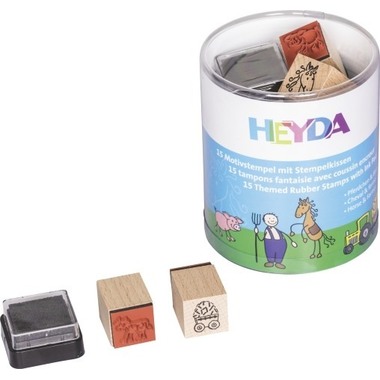 HEYDA Stempel-Dose 204888488 Pferde/Bauernhof 15 Stück