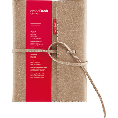 TRANSOTYPE senseBook FLAP A5 75010502 kariert, M, 135 Seiten beige