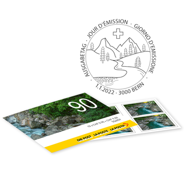 Briefmarken CHF 0.90 «Verzasca TI», Markenheftchen mit 10 Marken Markenheftchen «Schweizer Flusslandschaften», selbstklebend, gestempelt