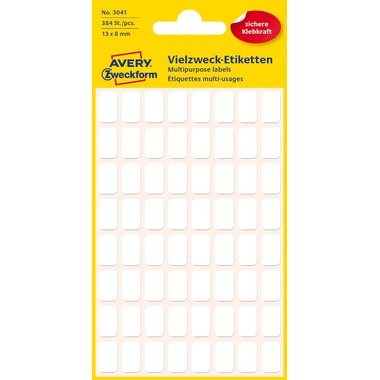AVERY ZWECKFORM Haushaltetiketten 13×8mm 3041Z weiss 384 Stück