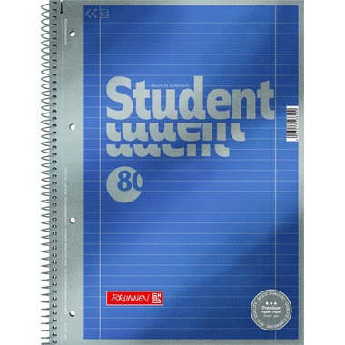 BRUNNEN Brunnen Collegeblock Premium 1067127 A4 liniert mit Rand 80 Blatt